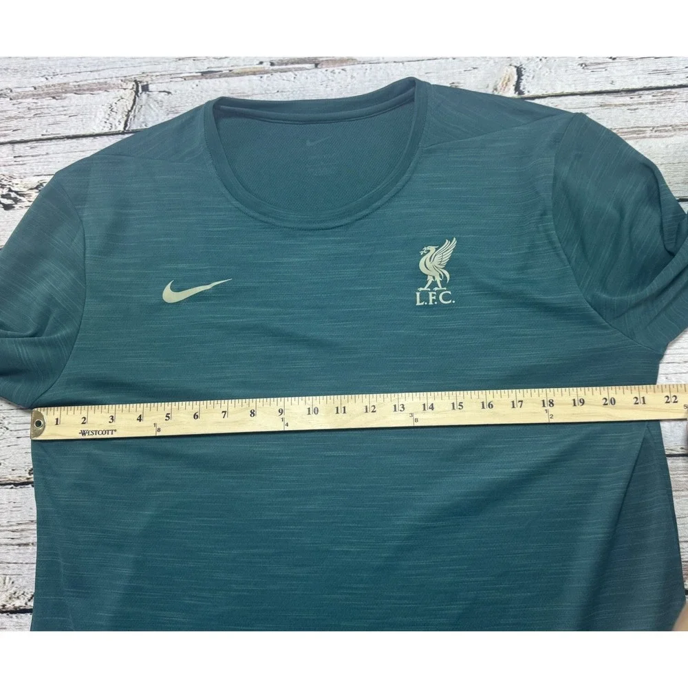 Nike Liverpool FC LFC Mens L Teal Green Logo Long Sleeve 22-23 Dri Fit T-Shirt